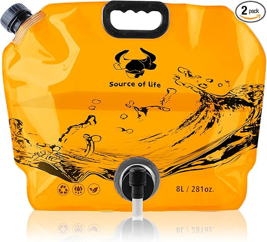 Camping Water Jug 2.1 Gallon CollapsibleWater Container Portable Water Bag for TravelOutdoor Hiking BPA Free Lightweight (Orange (2.1 Gal), 2)-NeatNest