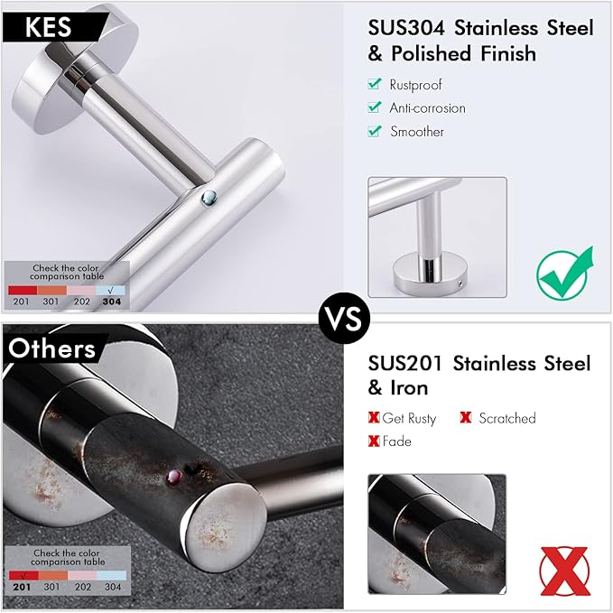 KES 33.7 Inches Towel Bar for Bathroom Shower Hand Towel Holder Hanger SUS304 Stainless Steel RUSTPROOF Wall Mount Polished Steel, Total Length 36 Inch, A2000S90