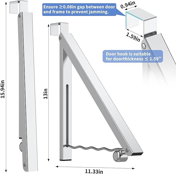 Clothes Drying Rack for Laundry Room Organization,Foldable Over The Door Drying Racks for Saving Space Silver 1 Pack-NeatNest