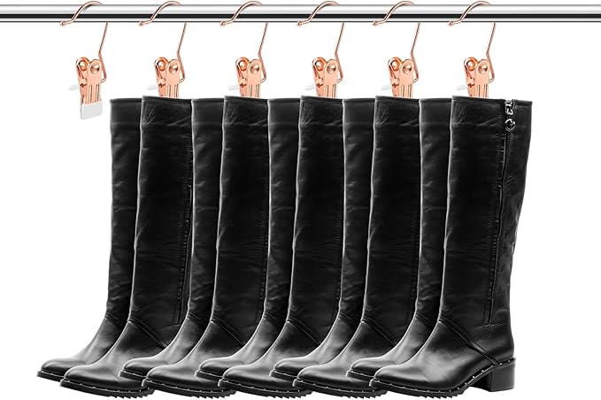 Hotop Boot Hanger Clips for Closet, Laundry Hanging Hooks Heavy Duty Clips Boot Holder Portable Single Hooks Space Saving for Pants Jeans Clothes Hats Tall Towels(Rose Gold,20 Pieces)-NeatNest