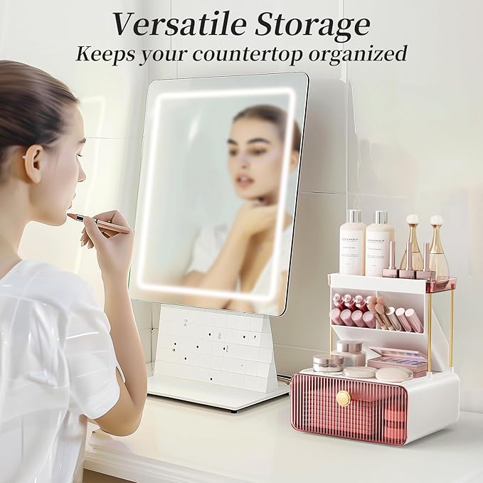 2-Tier Makeup Organizers Countertop,Versatile Bathroom Counter Organizer,Cosmetic Make Up Organizers for Vanity,Cute Skincare Organizer (Blush)-NeatNest