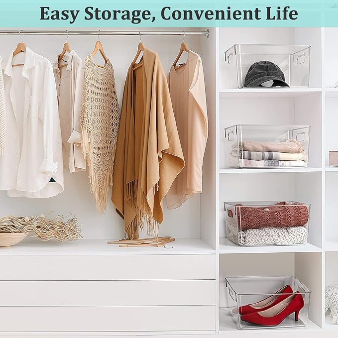 Fridge Organiser Set, Transparent Storage Box Organiser, Stackable, Organiser Boxes for Fridge, Cupboard, Pantry, Snacks, Cans, Kitchen - BPA-Free, 29 x 20 x 15.5 cm