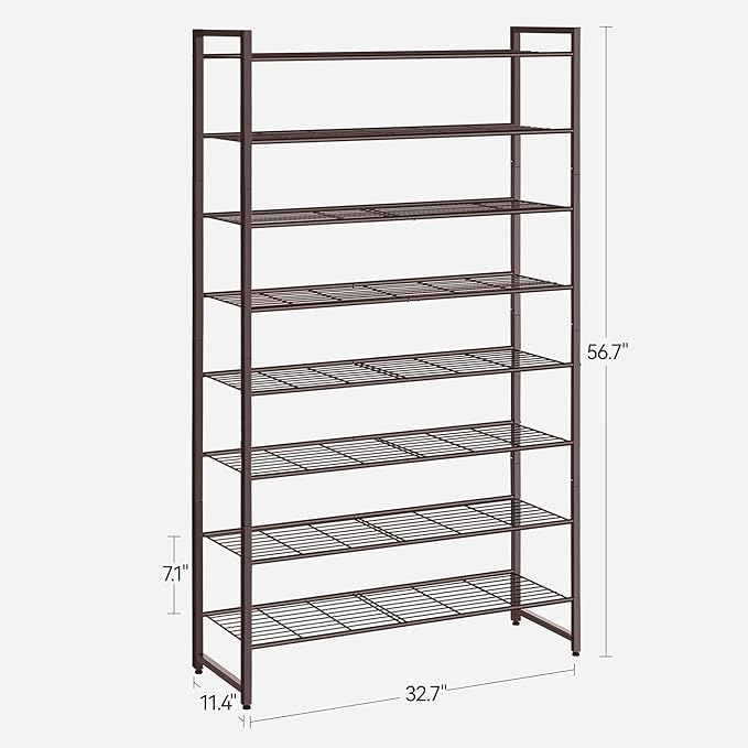 Shoe Rack, Metal Shoe Organizer, 8 Tier Garage Shoe Rack Max Holds 40 Pairs,Shoe Storage shelf for Closet,Entryway, Bronze-NeatNest