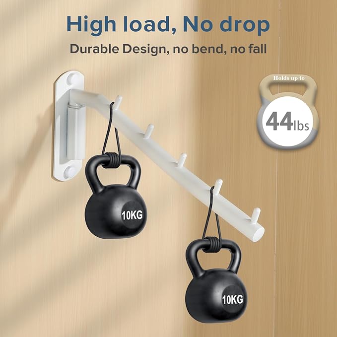 Alise Swing Clothes Hanger Rack,Garment Racks Wall Mount Clothes Bar-Hanger Holder Hooks Heavy Duty Folding Drying Rack Space Saving Clothing Hanging System Closet Storage Organizer,White-NeatNest