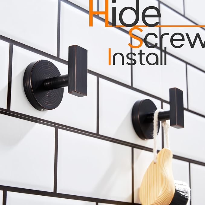 Robe Hook Bath Towel Hooks Stainless Steel Wall Hooks for Bathroom Kitchen Closet Garage Door Hanger Oil Rubbed Bronze 3 Pack, AN1001ORB-P3