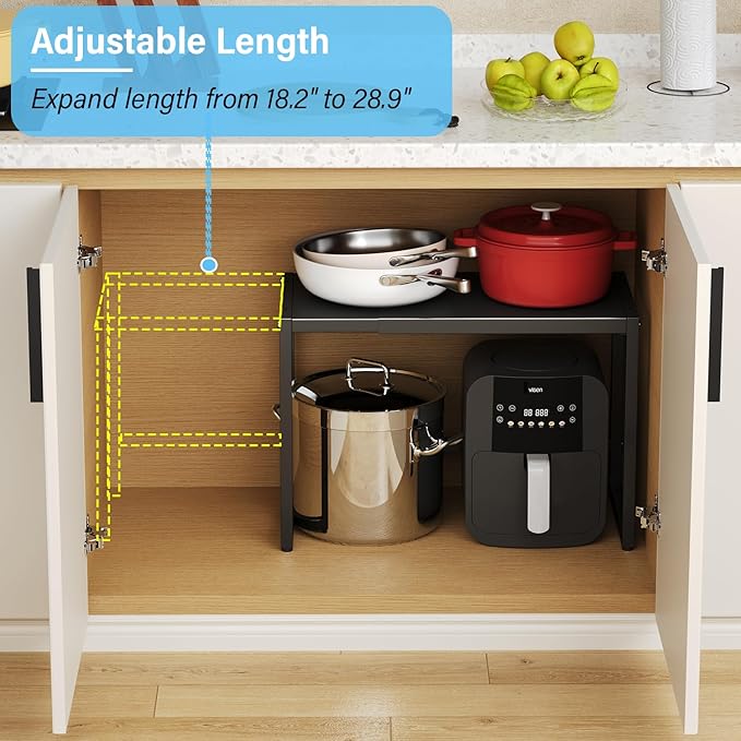 Heavy Duty Metal Shelving Unit - Holds 110 LBS, Expandable Storage Rack for Pots Pans Microwave Small Appliance, Adjustable Metal Shelves for Kitchen Garage Warehouse Cabinet Closet Pantry-NeatNest