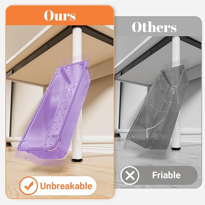 15 PCS Clear Plastic Drawer Organizer Set, 4-Size Acrylic Drawer Storage Trays, Storage Bins for Makeup, Gadgets, and Jewelry in Bathroom, Bedroom and Office, Clear Purple-NeatNest