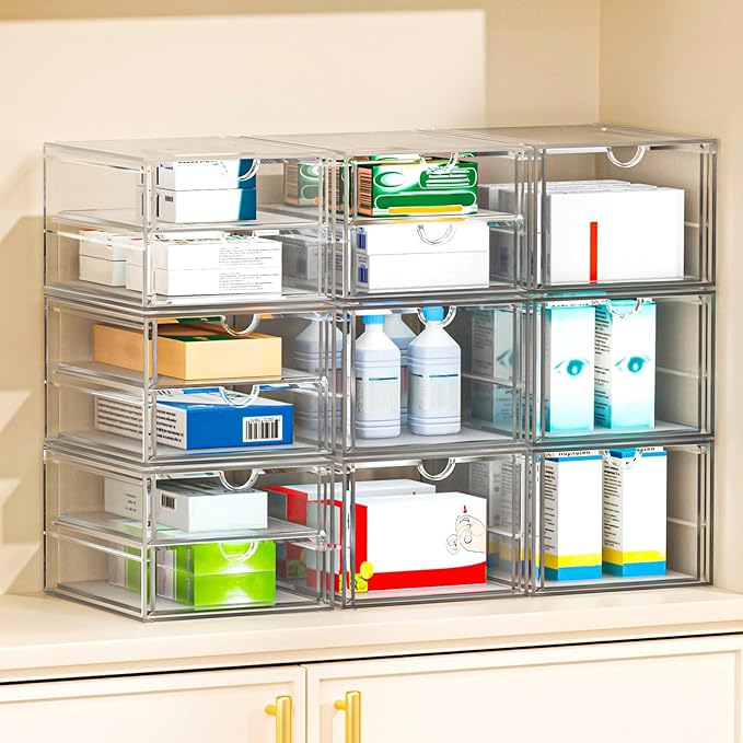 Versatile Acrylic Makeup Organizer, Drawer Organizer - Transparent Desktop Storage for Cosmetics, Office Supplies & More - Clear Organizer for Home & Office Use