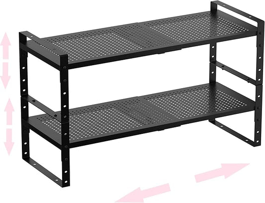 Multi-Functional Metal Shoe Rack, Space-Saving, Perfect for Entryway, Closet, Bathroom, etc. - Sturdy and Durable, High Weight Capacity(2PACKS/Black/Medium)-NeatNest