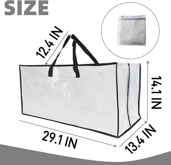 Heavy Duty Moving Bags, Extra Large Clear Storage Bags with Zipper and Handles, Moving Boxes & Storage Bins Alternative, Packing Supplies, Moving Supplies for Dorm Room Essentials