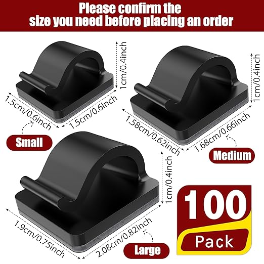 Blulu 100 Pcs Adhesive Cable Clips Bulk Wire Holder for Cord Organizer Clips Cable Management Outdoor Light Hooks for Christmas Wall String Lights Fairy Lights-NeatNest