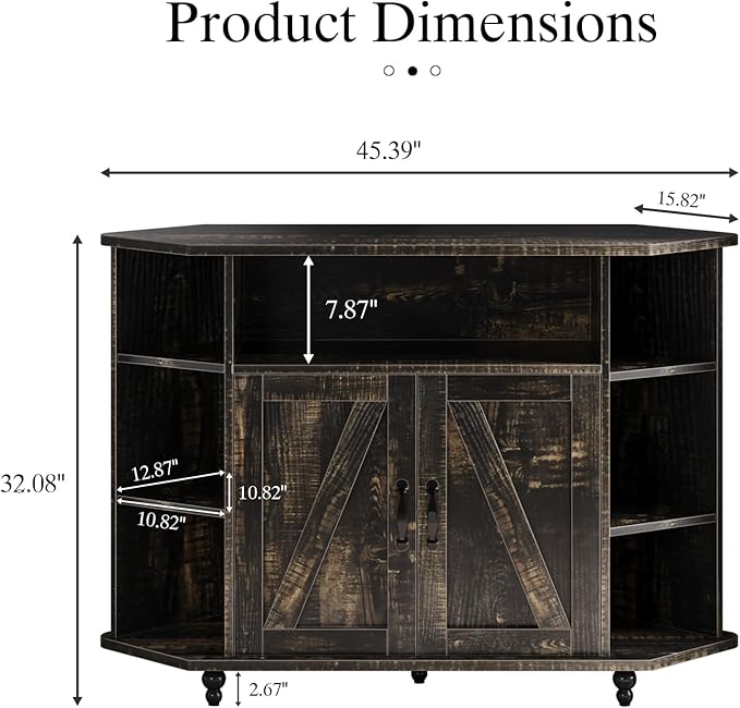 4 EVER WINNER Corner TV Stand with Led Light for 50 Inch TV, Corner Entertainment Center with Open Storage, Adjustable Shelves, TV Stands for Living Room, Bedroom, Rustic Oak-NeatNest