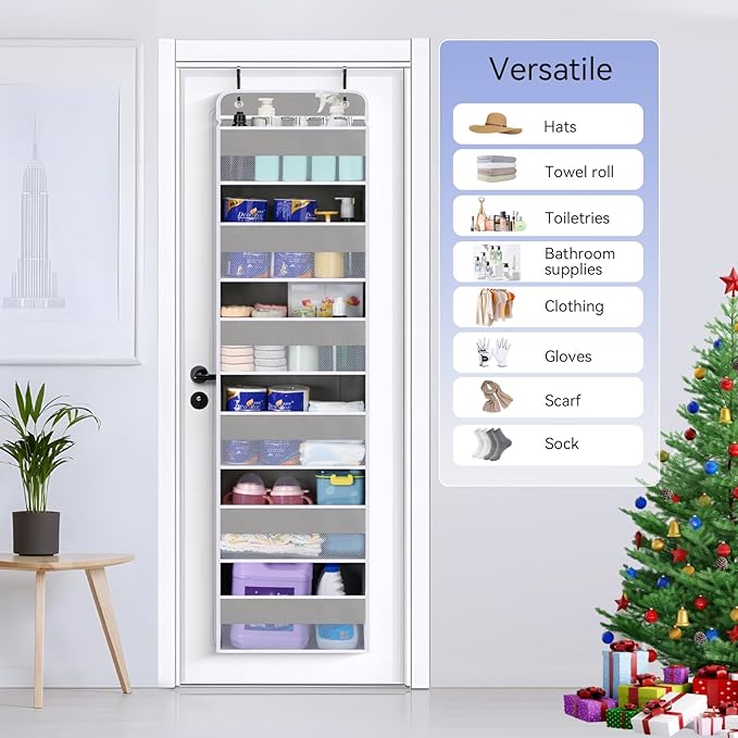 WishJazz Over The Door Organizer Storage 6 Tiers - Heavy Duty 50 lbs Anti-Tilt Behind Door Storage, Hanging Closet Organizer for Baby Essentials, Nursery, Bedroom, Bathroom, Room & Diaper Organizer