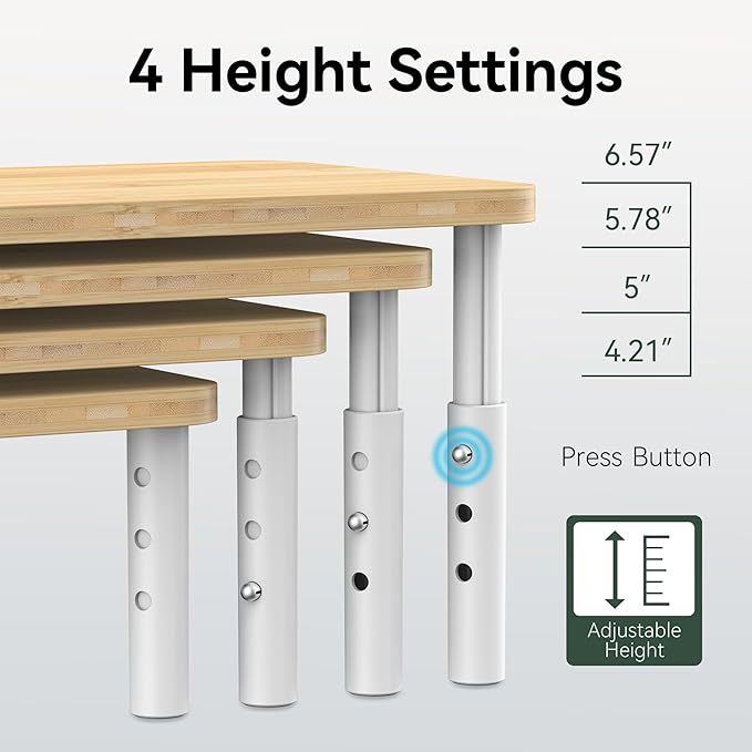 Cabinet Organizer Shelf, Spice Rack Set of 2 Kitchen Pantry Cupboard Shelves, Stackable, Height Adjustable, Natural Bamboo (15.6" Wx77.Dx6.57 H per Pack)-NeatNest