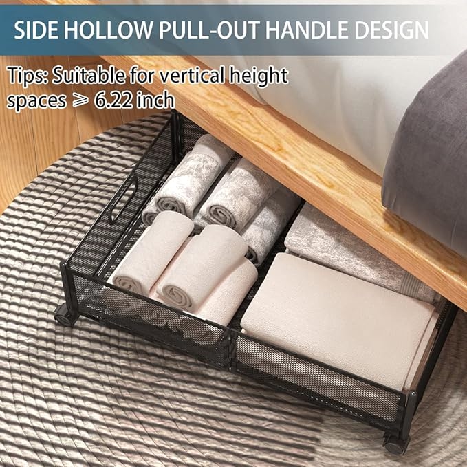 Foldable Bedroom Storage Organization with Handles - Under Bed Storage Containers with Wheels - Bins Drawer for Clothes, Blankets and Shoes-NeatNest