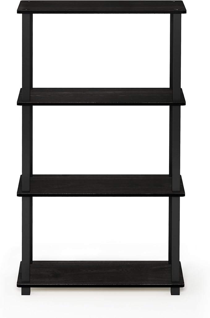 Furinno Turn-N-Tube 4-Tier Multipurpose Shelf Display Rack, Square Tube, Espresso/Black-NeatNest