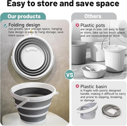 Collapsible Water Bucket (10L / 2.6 Gal) – Portable, Easy to Carry & Store, Ideal for Car Wash, Cleaning, Camping, Fishing and Outdoor Activities with Collapsible Handle Design-NeatNest