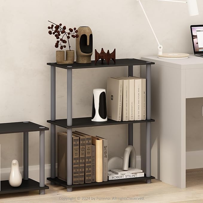 Furinno Turn-N-Tube Display Rack, 3-Tier Single, Black/Grey-NeatNest