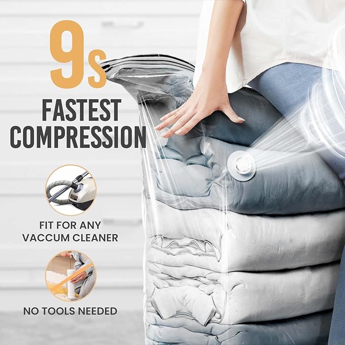 TAILI 10 Pack Vacuum Storage Bags, Space Saver Bags, Jumbo Cube 31x40x15 Inch, Extra Large Vacuum Sealed Bags for Comforters, Blankets, Bedding, Clothes, Closet Organization Space Saving, Clear