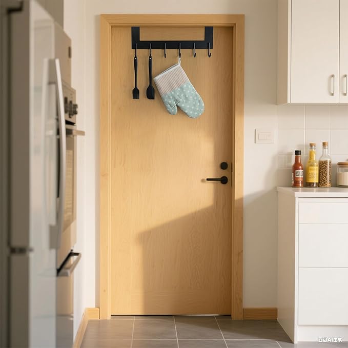 WEBI Over The Door Hooks Door Hanger,Over Door Towel Rack with 6 Hooks,Door Coat Hanger Over Door Coat Rack for Clothes,Black,2 Packs