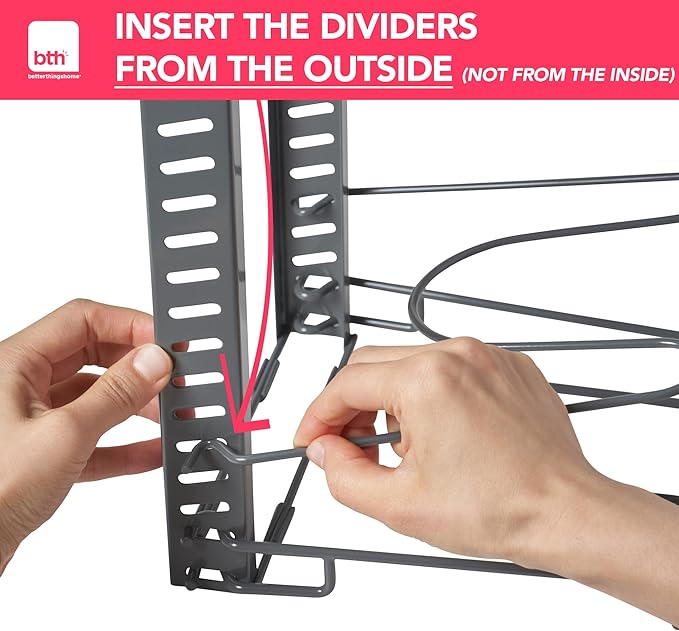 BTH Adjustable Pot Lid Organizer for Cabinet - Kitchen Storage Rack 6 Adjustable Shelves, Pot Lid Holder, Pan and Pot Rack Organizer, Pantry & Inside Cabinet Organizer (13” Clearance)-NeatNest