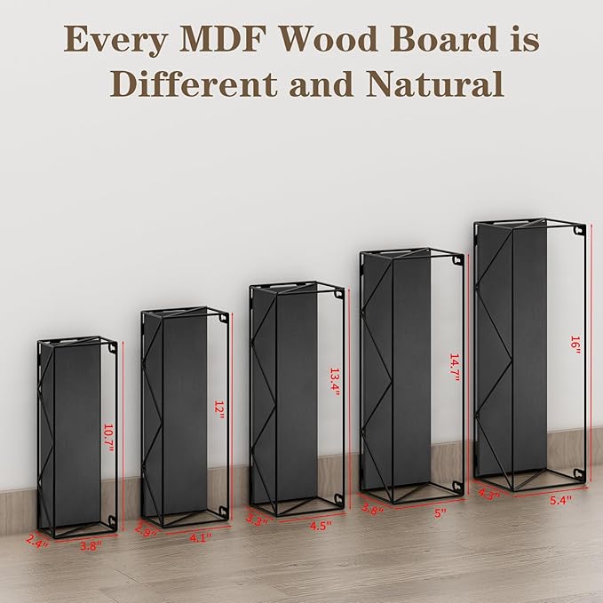 CRUGLA Black Floating Shelves Wall Mounted Set of 5, Hanging Storage Wall Shelf for Bathroom, Bedroom, Living Room, Kitchen-NeatNest