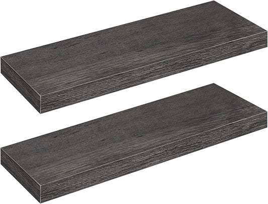 HOOBRO Floating Shelves for Wall, Wall Mounted Shelf Set of 2, 23.6" Hanging Shelf with Invisible Brackets, for Wall in Bathroom, Bedroom, Toilet, Kitchen, Living Room, Office, Charcoal Gray BC60BJ01-NeatNest