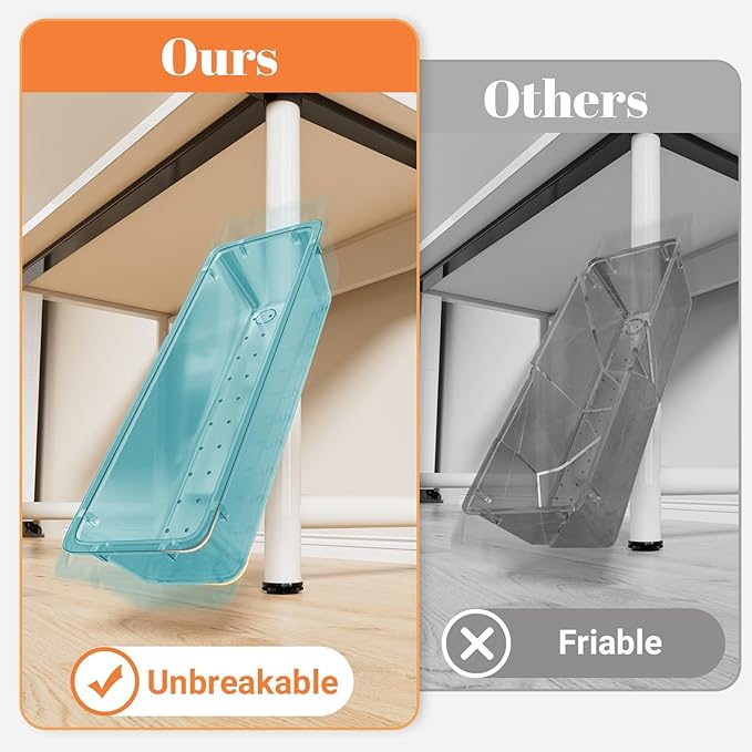 15 PCS Clear Plastic Drawer Organizer Set, 4-Size Acrylic Drawer Storage Trays, Storage Bins for Makeup, Gadgets, and Jewelry in Bathroom, Bedroom and Office, Clear Sea Blue-NeatNest