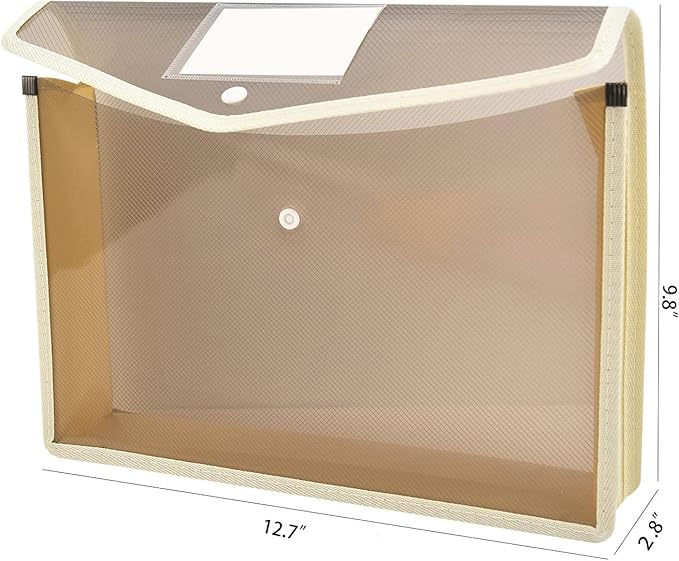 Expanding File Folder Document Organizer with Snap Button, Waterproof Transparent Document Bag, 2.8" Expansion, Letter A4 Expandable File Folder for Home School Office Organization，5 Pack