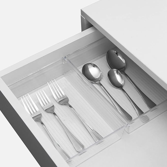 Backerysupply Clear Plastic Drawer Organizer Tray for Vanity Cabinet (9"×6"×2" Set of 4) For Office Bathroom Makeup Drawers-NeatNest