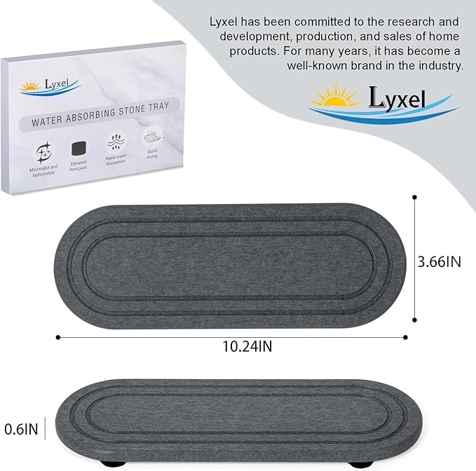 2PCS Water Absorbing Stone Tray, Fast Drying Diatomite Stone Sink Tray, Water Absorbent Diatomite Coasters, Stones Soap Trays for Kitchen Sink, Bathroom Counter Hand Soap Dish Toothbrush Holders-NeatNest