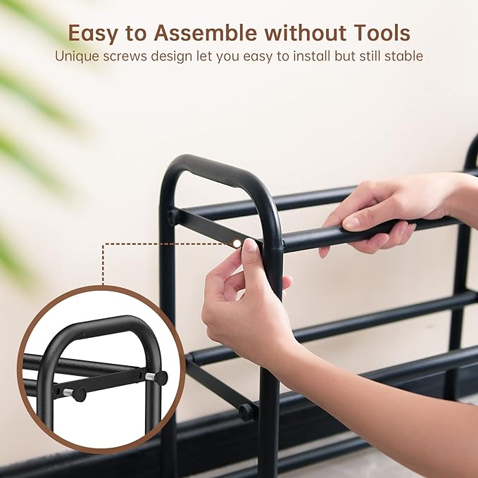 Gonfoam 3-Tier Expandable Shoe Rack,Adjustable Shoe Shelf Storage Organizer Heavy Duty Metal Free Standing Shoe Rack for Entryway Closet Doorway (Black)-NeatNest