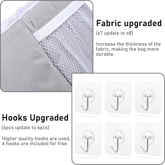2pcs 3-Pockets Large Wall Hanging Organizer Bag, Linen Fabric Door Hanging Storage Baskets with Pockets, Waterproof Bin for Kitchen, Bedroom, Office, RV Camper