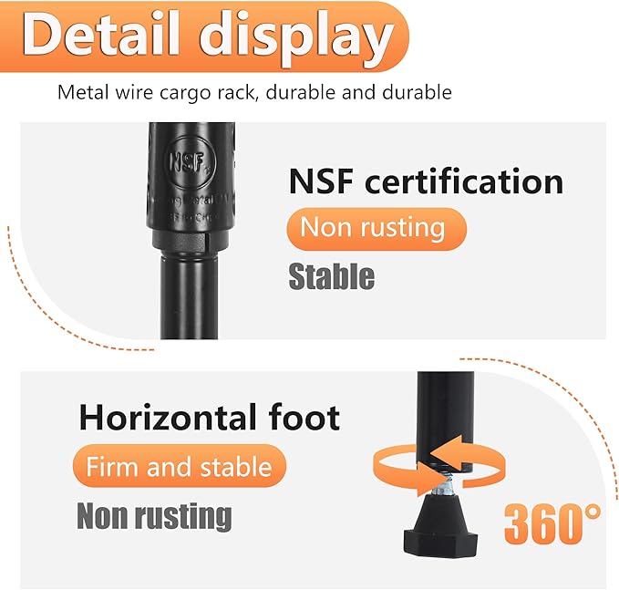 BestOffice 5 Tier Garage Shelving Heavy Duty Metal Shelves 17”D x 12”W x 48”H Easy Assemble Storage Shelves NSF Certified Wire Shelving with Leveling Feet for Garage Home Office, Black-NeatNest