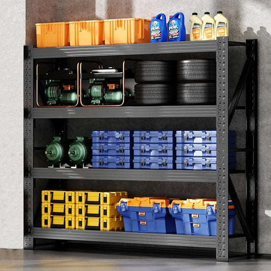 48" W Garage Shelving,4-Tier Heavy Duty Storage Shelves Unit with Adjustable Metal Shelf for Warehouse,Basement,Workshop,4200LBS,48" W x 24" D x 79" H,Black-NeatNest
