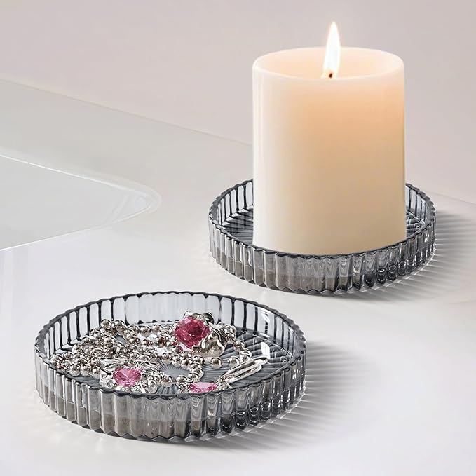 2 Pack Qtip Holder - Apothecary Jars with Lids, Bathroom Organizers and Storage Canister for Cotton Balls,Swabs,Floss Picks,Hair Ties,Clear Glass Vintage Bathroom Decor Jar Set (Gray)-NeatNest