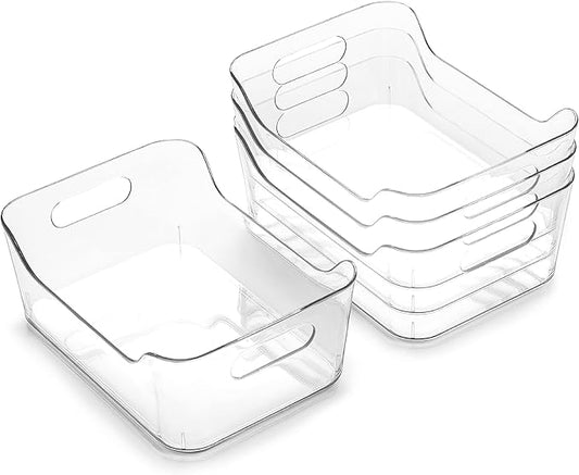 BINO | Plastic Organizer Bins, X-Small - 4 Pack | THE SOHO COLLECTION | Multi-Use Organizer Bins | Pantry & Freezer Bin | Plastic Storage Containers | Bin for Home & Kitchen Org-NeatNest