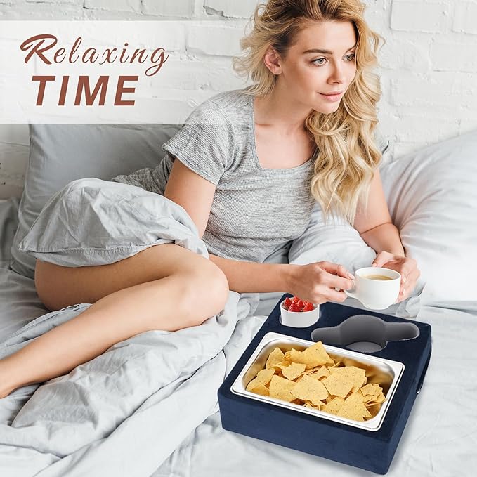 Couch Cup Holder, Couch Caddy, Couch Drink Holder, Bed Cup Tray, Sofa Cup Holder Remotes Holder for Cups, Headphones, Snacks and Phones, Use it on Car, Pack, Beach, RV, and More (Navy)-NeatNest