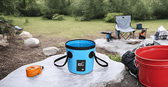 BANCHELLE Collapsible Bucket Water Container Portable Folding Camp Wash Basin for Outdoor Traveling Hiking Fishing Car Washing Gardening Camping (Blue, 12L)-NeatNest