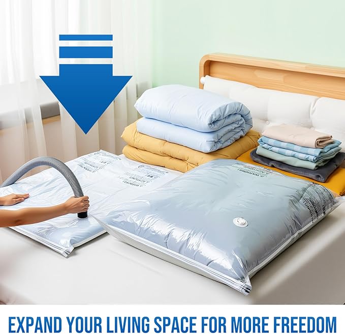 TAILI 8 Pack Vacuum Storage Bags for Comforter and Blankets, Jumbo Vacuum Seal Bags for Bedding 40x31 Inch, Space Saver Bags for Clothes, Pillows, Saving More Closet Space-NeatNest