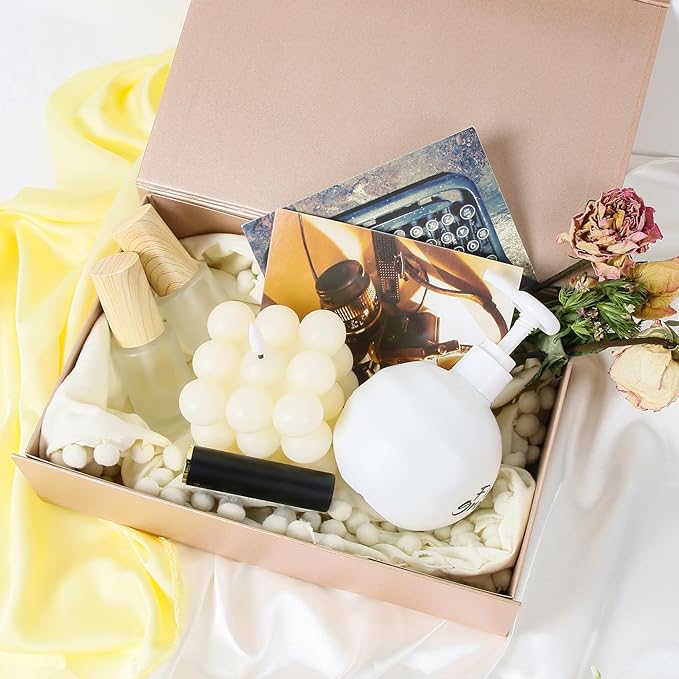 Aimyoo Gold Magnetic Gift Boxes with Lids 10.5x7x3 in, Medium Bridesmaid Groomsman Proposal Box, Rectangle Collapsible Box for Present Graduation Birthday Storage 5 Pack-NeatNest