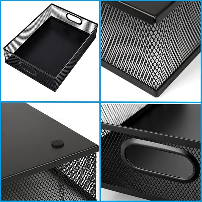 2 Pcs Heavy-Duty Metal Mesh Desk Organizer Tray, A4 Large Office Storage Box Set, 12.6X 9.1 x 2.8Inches, Large Capacity for Home and Office Supplies-NeatNest