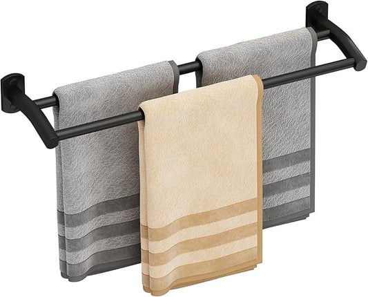 Black Double Towel Bar, Hand Towel Rack for Bathroom Wall Mounted Towel Hanger, Matte Black Bath Towel Rod,20 Inch