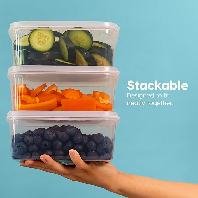 IRIS USA Meal Prep Containers, 44 Piece, 12oz + 45oz Combo Set, 22 Food Containers With Lids, To Go Take Out Plastic Food Storage, Food Prep Lunch Snack, Microwave Dishwasher Freezer Safe, BPA Free