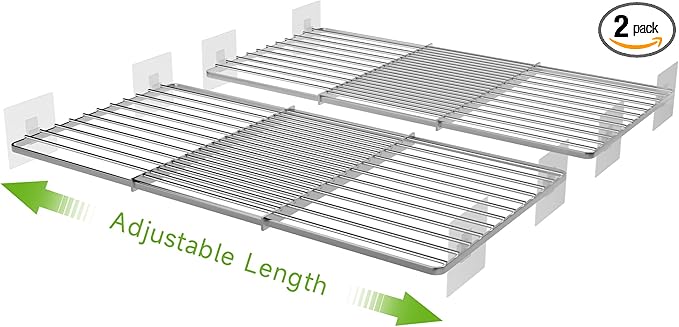 Expandable Closet Shelves Organizers, Adjustable Shelf for Cabinet Rack Storage Wardrobe Divider Shelving for Closets Pantry Cupboard Kitchen Small 2 Pack-NeatNest