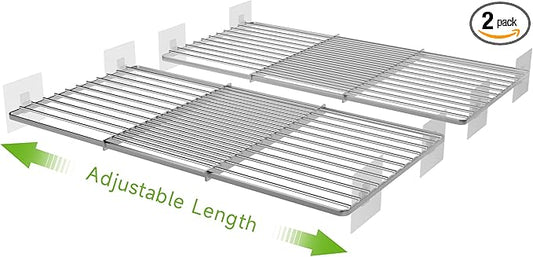 Expandable Closet Shelves Organizers, Adjustable Shelf for Cabinet Rack Storage Wardrobe Divider Shelving for Closets Pantry Cupboard Kitchen Small 2 Pack-NeatNest
