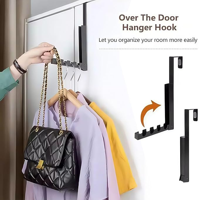 2 Pack Over The Door Drying Rack,Over The Door Hanger Folding Clothes Drying Rack,Foldable Portable Over The Door Hooks Hanger,Collapsible Folding Over Door Clothes Drying Laundry Hooks