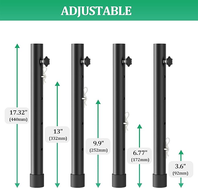 Folding table risers for Folding Tables Straight/Bent Leg, Dural Folding Table Leg Extensions 4 Levels/Heights Table Leg extenders 3.6in | 6.77in | 10in | 13in-All for Treating Your Back pain-NeatNest