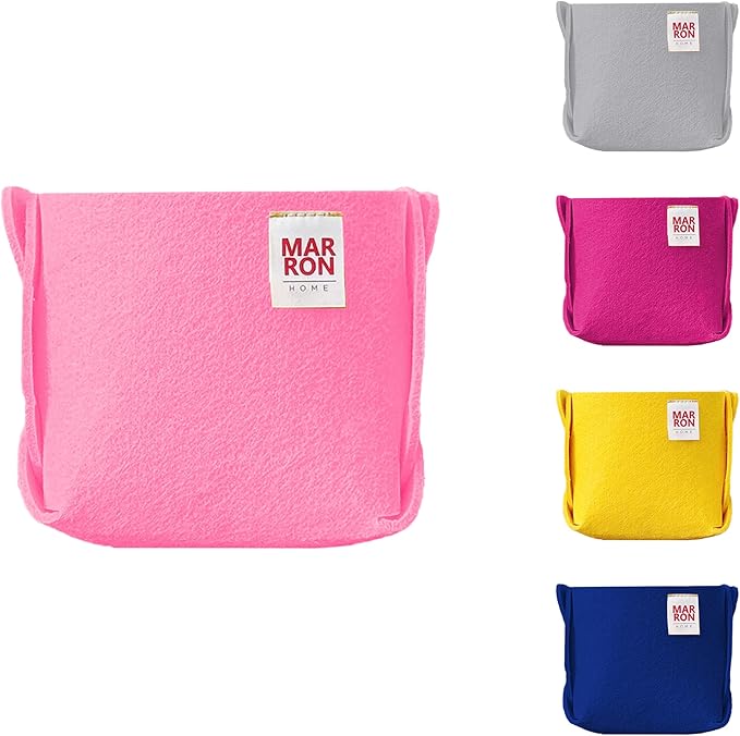 Collapsible Pink Felt Storage Bin Mini 3.9"x3.9"x3.9" – Foldable Basket with Handles for Closet, Toy Storage, Laundry Room Organization, Decorative Storage Bins for Shelves, Nursery Storage-NeatNest