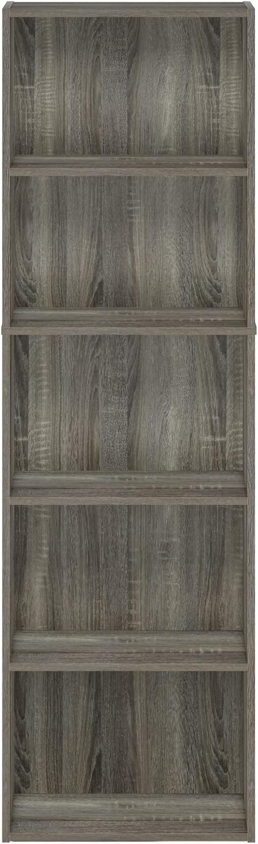 Furinno Luder Bookcase / Bookshelf / Storage Shelves, 5-Tier, French Oak-NeatNest